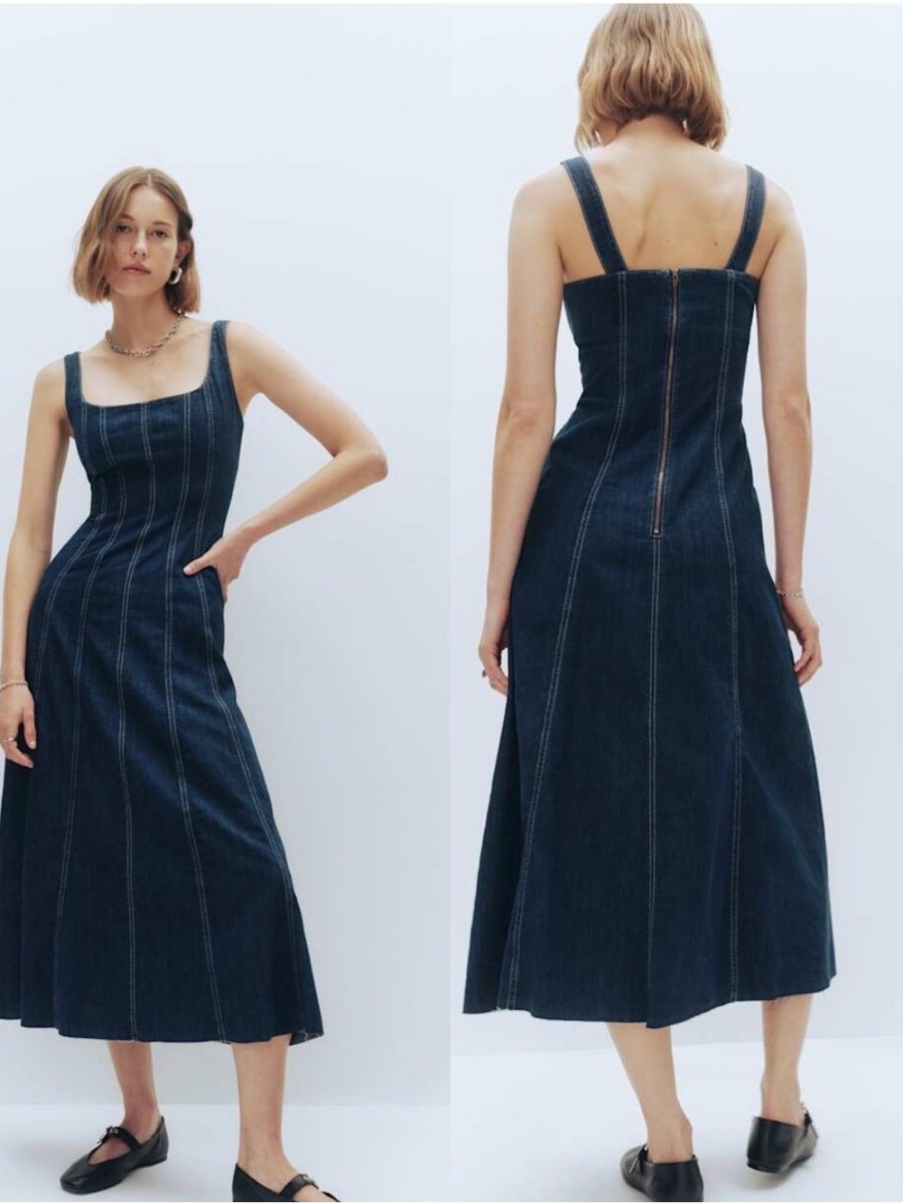 Amory Reformation Blue Denim Midi Dress